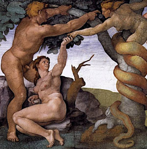 Michelangelo Buonarroti, Temptation and Expulsion of Adam and Eve, 1508-1512