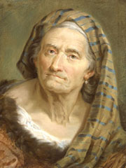 Giuseppe Nogari  (1699-1763) - An Elderly Woman in a Striped Shall